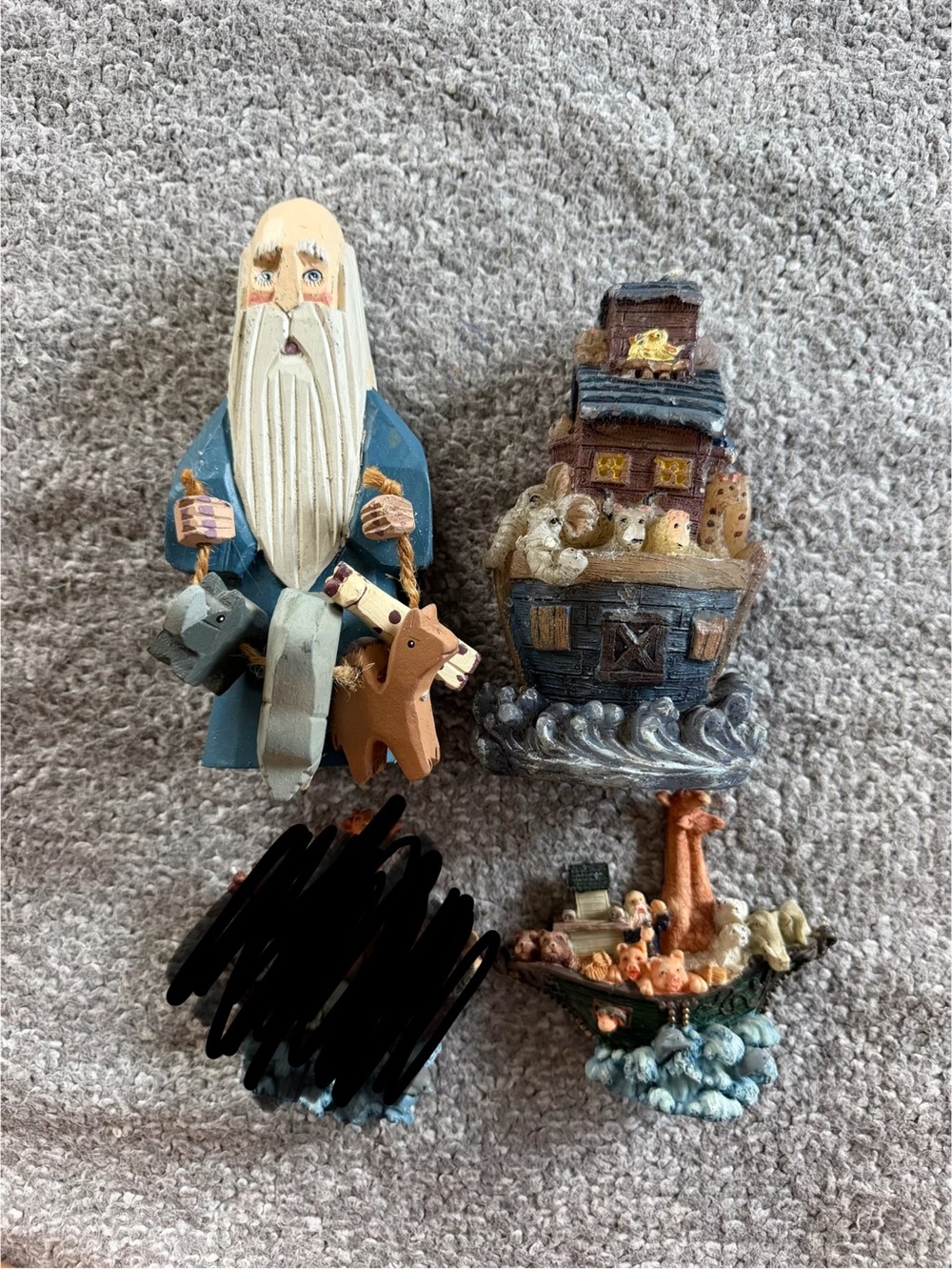 Hand-Painted Blue and White Noah's Ark & Figure Home Accent Set